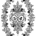 black and white clipart, ornamental floral illustration, ornate swirl design, vintage frame engraving, point embroidery pattern, vintage embroidery design