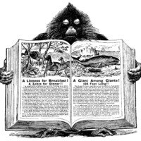 baboon holding book, unique vintage clipart, black and white graphics, open book blank pages