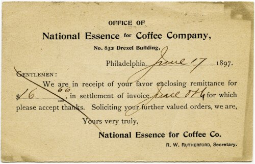 National Essence for Coffee Co, shabby paper ephemera, vintage business postcard graphics, old fashioned office printable, vintage coffee clipart