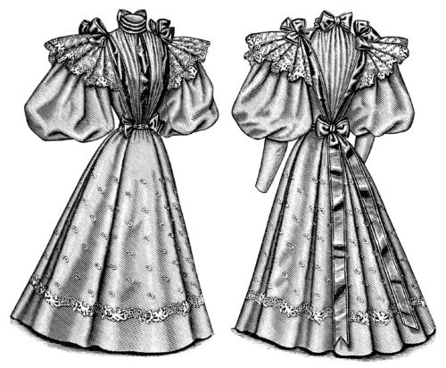 Edwardian fashion illustration, Victorian ladies fashion clip art, vintage dress image, black and white clip art, antique ladies costume printable