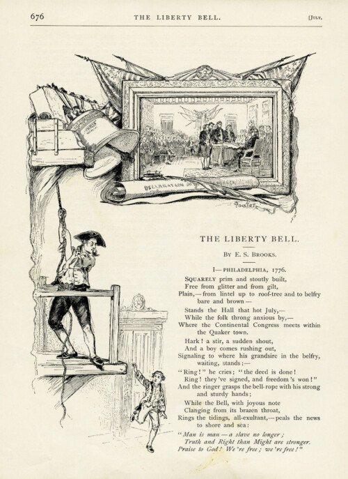 Liberty Bell, E S Brooks, Independence Day images, United States patriotic poem, July 4th, land of the free usa, vintage patriotic art