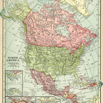 antique map, vintage map North America, history geography North America, old map free graphics, C. S. Hammond map