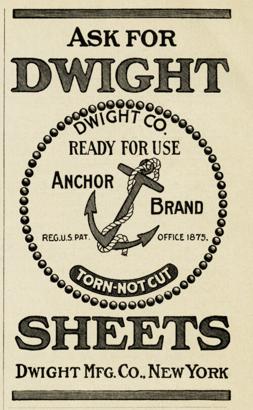 Dwight Mfg Co, vintage magazine ad, anchor clip art, black and white clipart free, vintage anchor image
