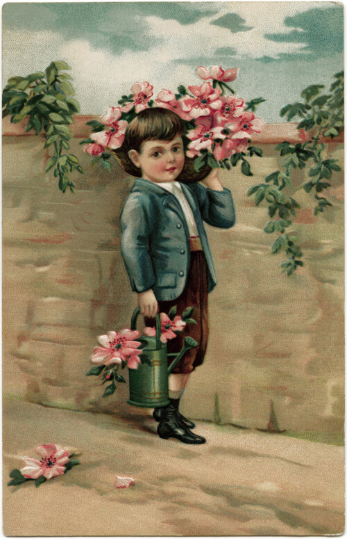 victorian boy clip art, vintage postcard graphics free, heartiest greetings card, old postcard image, antique postcard flowers