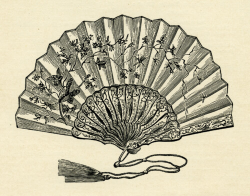 Victorian ladies fan, vintage ladies fan clipart, black and white graphics free, antique hand held fan, fan illustration for woman