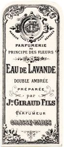 French perfume label, Jn Giraud Fils, vintage French ephemera, eau de lavande, lavender water perfume label, free vintage label graphic