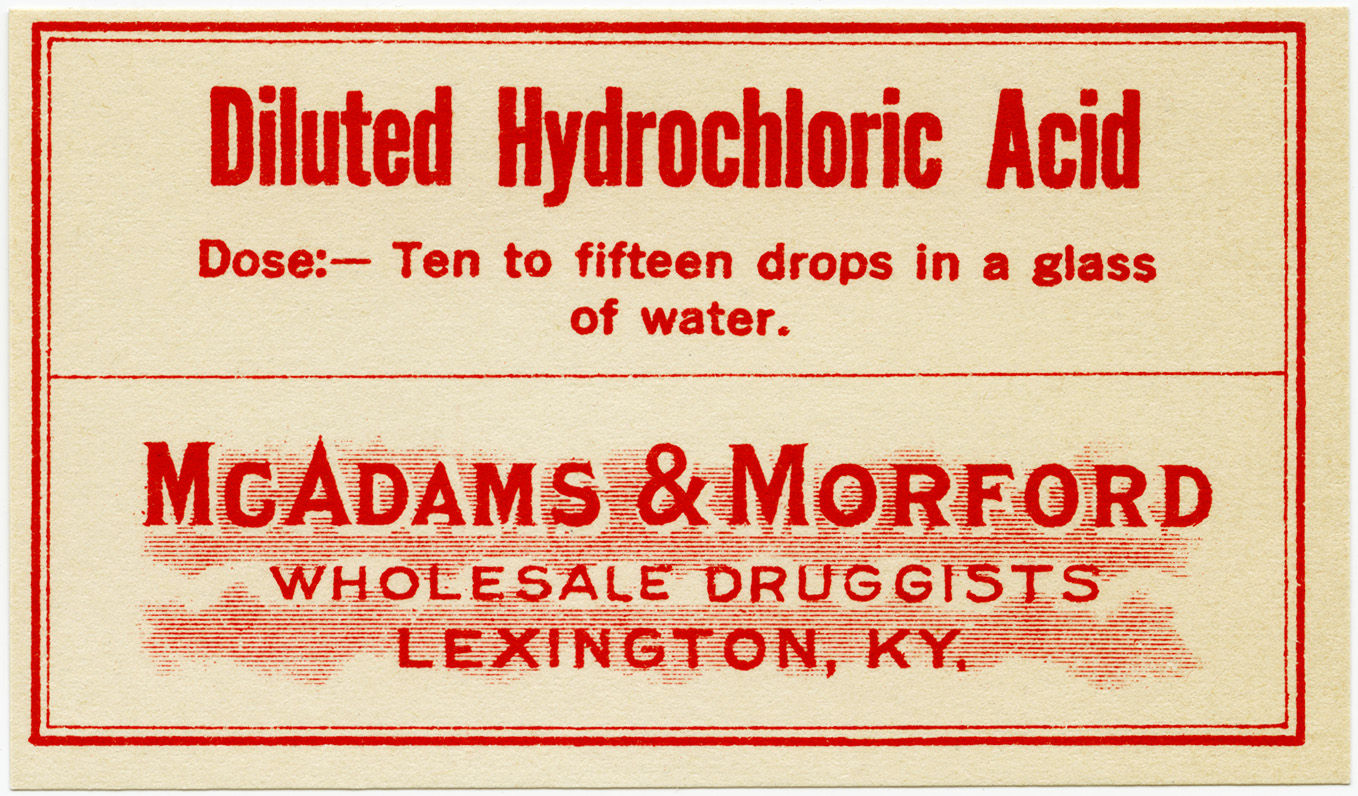 McAdams Morford, vintage poison label, Halloween clip art, vintage druggist pharmacy label, hydrochloric acid label
