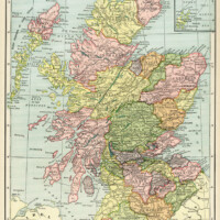 Scotland map, vintage map download, antique map, C. S. Hammond, history geography Scotland