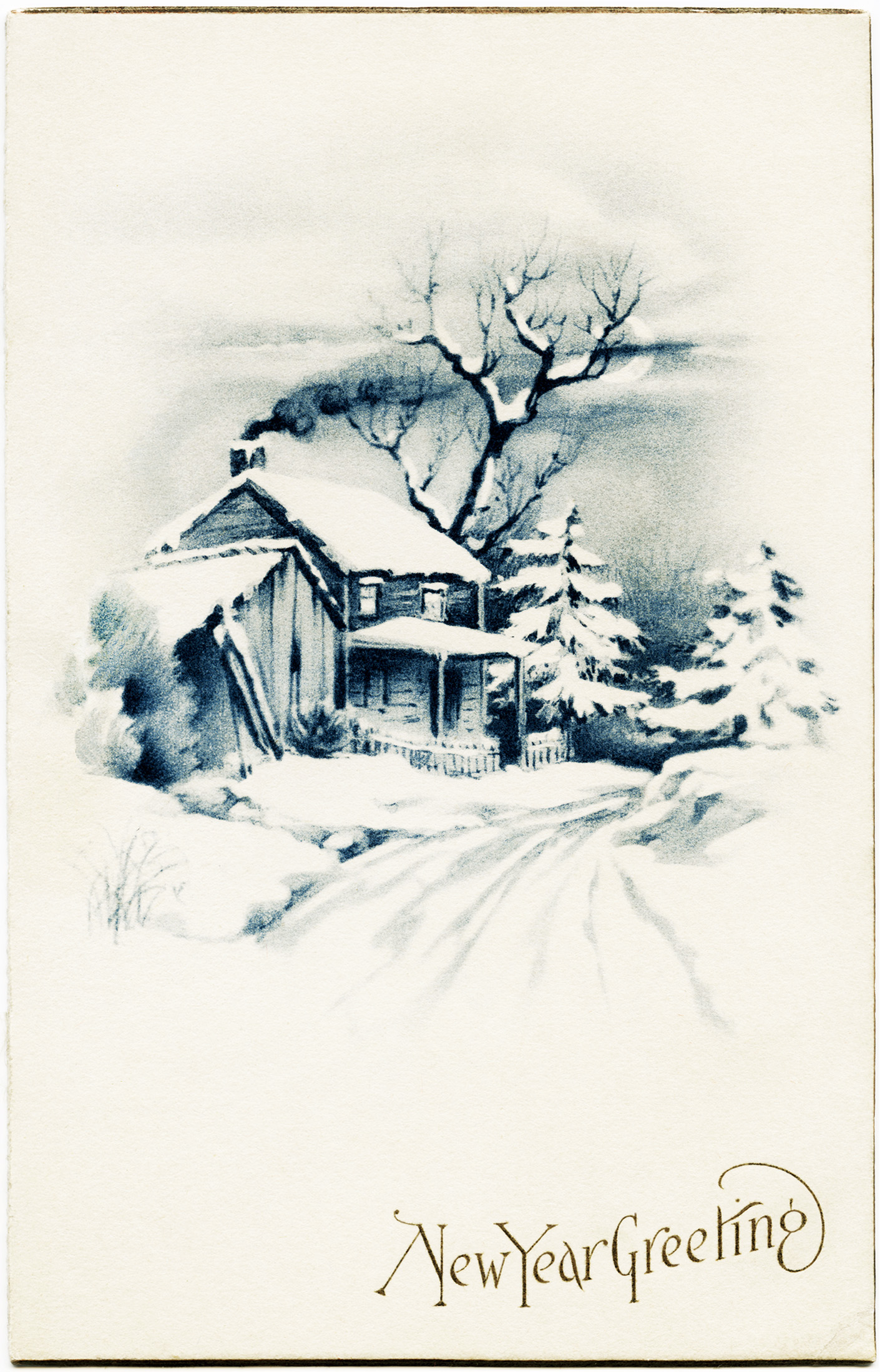 1940s Winter Logging Scene Pretty Holiday Decor Vintage Framed Print