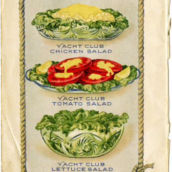 Yacht Club food, vintage salad clip art, old fashioned salad illustration, vintage cookbook page, free digital food graphics