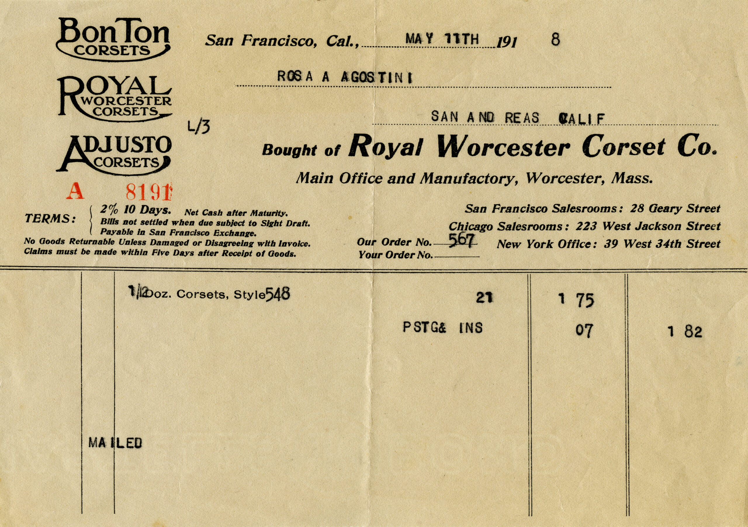old invoice digital download, royal worcester corset co, Victorian corset paper, vintage ephemera free, vintage receipt