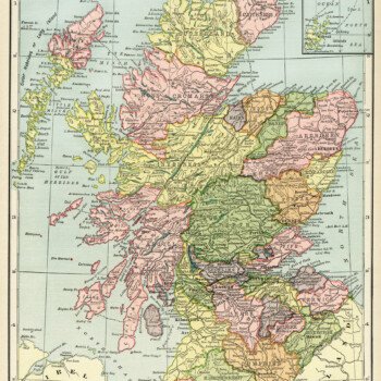 Scotland map, vintage map download, antique map, C. S. Hammond, history geography Scotland