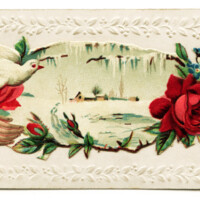 free clip art Victorian calling card hand rose dove winter