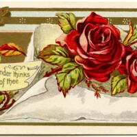 Victorian calling card, vintage ephemera, free vintage card, old fashioned visiting card, red roses illustration