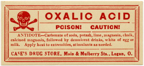 case drug store, vintage poison label, Halloween clip art, vintage druggist pharmacy label, oxalic acid poison, skull cross bones clipart