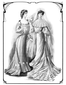 Victorian bride clip art, black and white graphics, vintage bride illustration, bride bridesmaid maid of honor clipart, vintage wedding printable