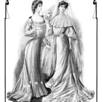 Victorian bride clip art, black and white graphics, vintage bride illustration, bride bridesmaid maid of honor clipart, vintage wedding printable