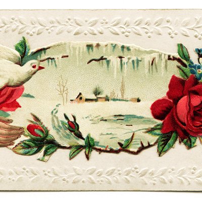 free clip art Victorian calling card hand rose dove winter