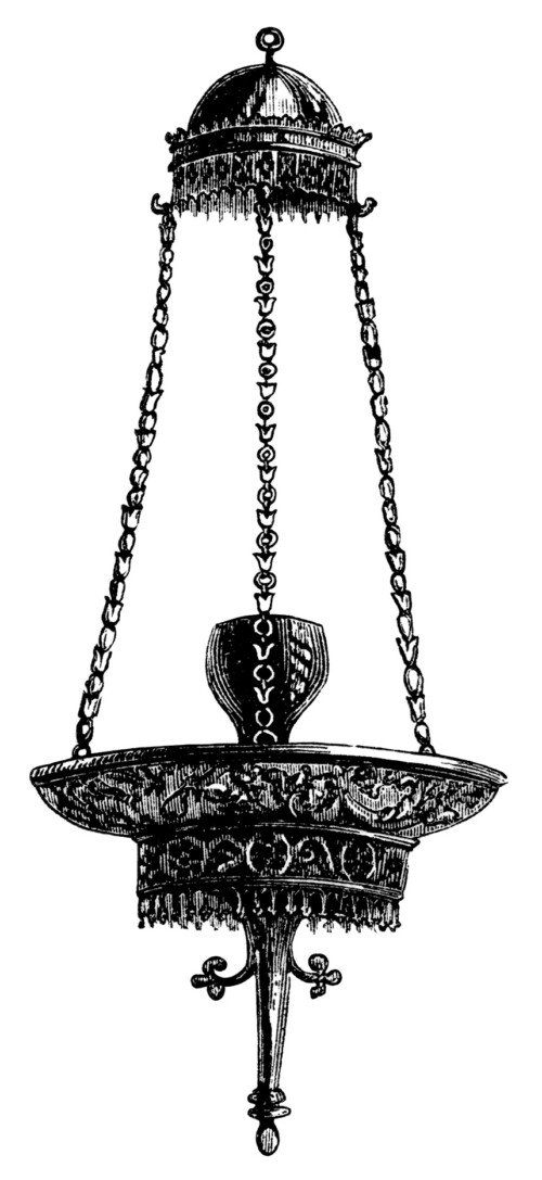 Victorian chandelier illustration, black and white graphics, Hardman brass chandelier, vintage lighting, spooky Halloween clip art, antique light fixture