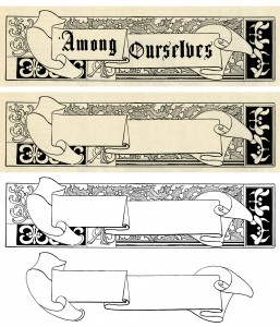 vintage Christmas frame, holly berries frame, black and white graphics, vintage frame clip art, scroll banner illustration