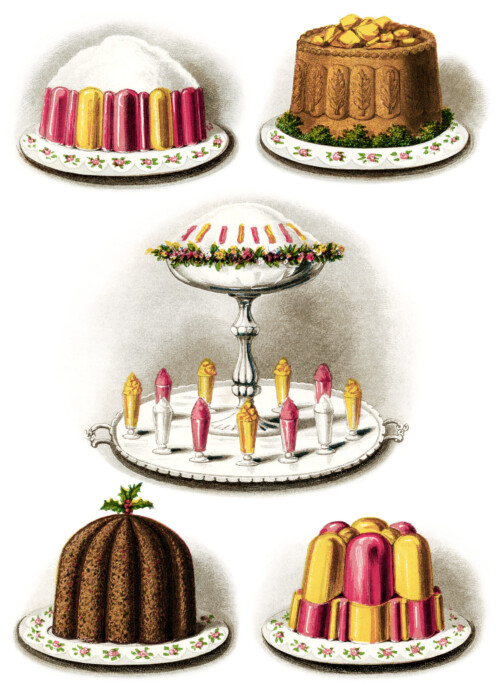 baked goods clipart, vintage baking clip art, Christmas pudding image, old fashioned desserts, printable food graphics