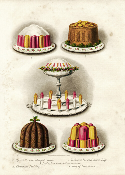 baked goods clipart, vintage baking clip art, Christmas pudding image, old fashioned desserts, printable food graphics