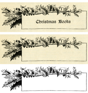 vintage Christmas frame, holly berries frame, black and white graphic, vintage frame clip art, Victorian Christmas illustration