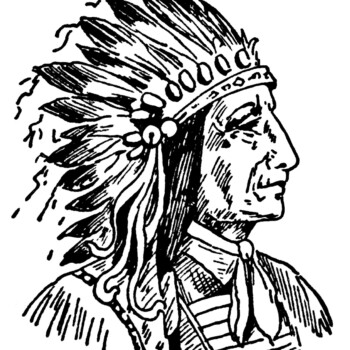 Indian chief clip art, vintage Native American illustration, black and white clipart, warrior brave graphics, Indian art sketch