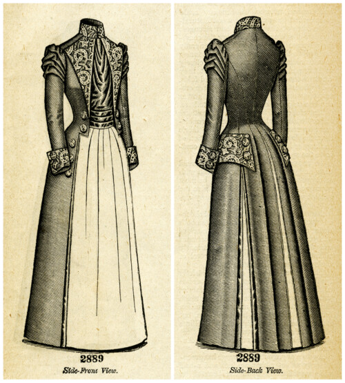 Edwardian fashion illustration, Victorian ladies fashion clipart, vintage coat image, black and white clip art, antique ladies coat polonaise