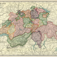 Switzerland map, vintage map download, antique map, C. S. Hammond, history geography Switzerland