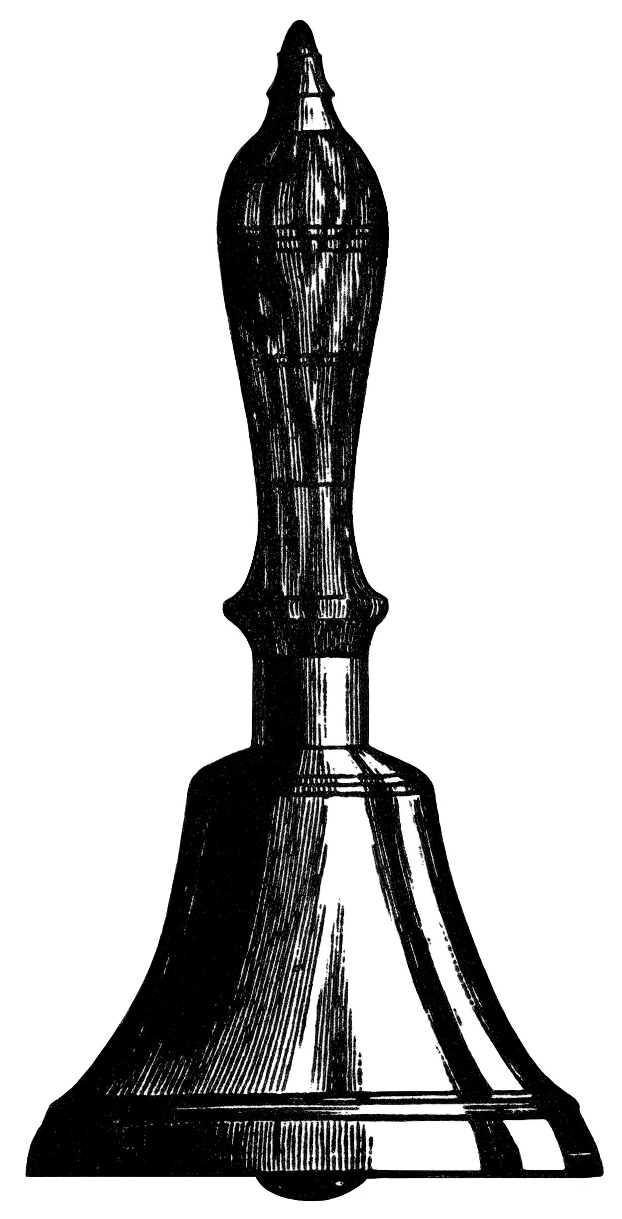 antique hand bell clipart, free black and white clip art, N. N. Hill Brass Co, old magazine ad, vintage bell illustration, music bell graphic