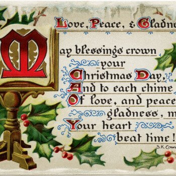 Christmas vintage postcard, old fashioned Christmas card, free holiday graphic, old fashioned Christmas message