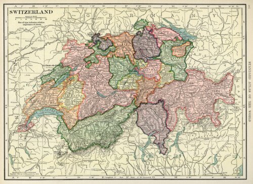 Map Of Switzerland ~ Free Vintage Image - The Old Design Shop