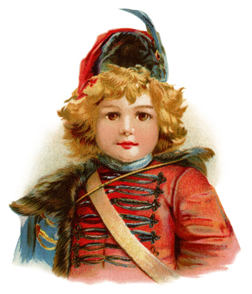 Victorian boy clip art, little drummer boy, up to date blueing, vintage advertising card, vintage Christmas graphics, Victorian boy in uniform illustration