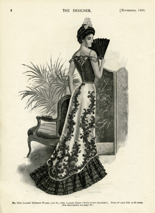 vintage fashion plate, Victorian lady clip art, antique womans dress, vintage ball gown illustration, formal Victorian clothing