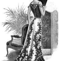 vintage fashion plate, Victorian lady clip art, antique womans dress, vintage ball gown illustration, formal Victorian clothing