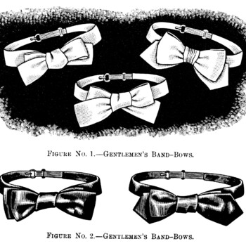 black and white clip art, gentlemen’s bow tie illustration, old fashioned necktie, Victorian mens fashion, vintage bow band,