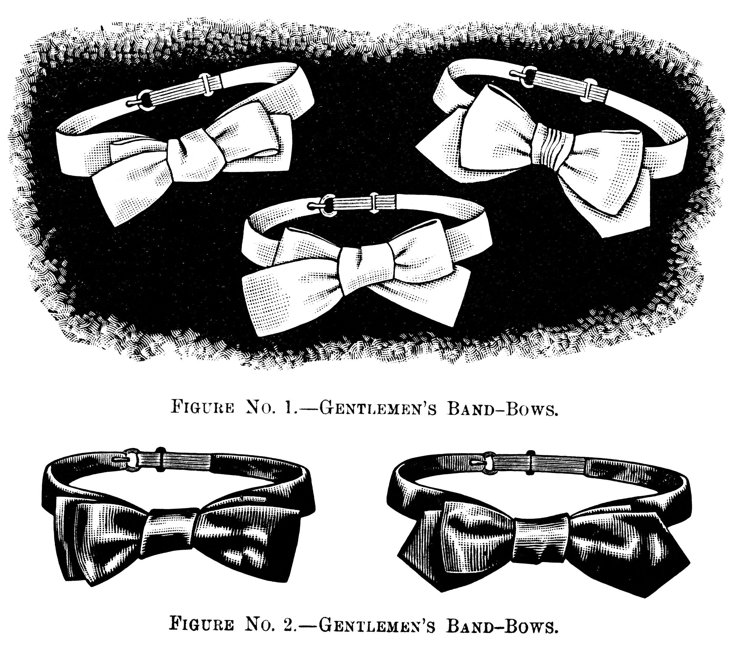 black and white clip art, gentlemen’s bow tie illustration, old fashioned necktie, Victorian mens fashion, vintage bow band,