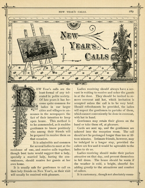 old book page, vintage paper graphics, New Years calls, Victorian social etiquette, junk journal printable, black and white clip art