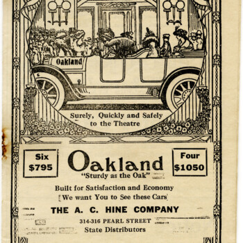 Oakland car ad, antique theatre booklet, vintage ephemera printable, old book cover, Hartford theatre 1916