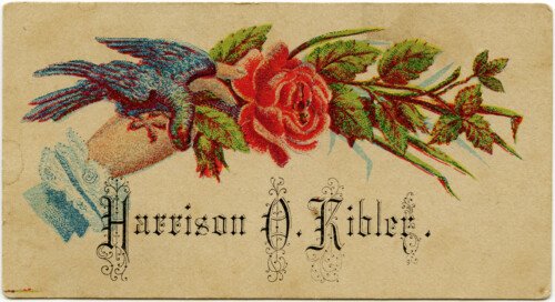 Victorian calling card, shabby vintage ephemera, free vintage card, old fashioned visiting card, printable card flower, grunge paper graphics