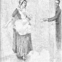 An engraving of a man passing a valentine in an envelope to a Victorian maiden through a crack in an open door accompanies the poem.
