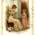 vintage storybook illustration, trial of patience, Victorian mother and child, sunbeams and me, vintage mom and daughter printable