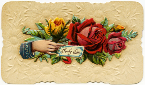 Victorian calling card, vintage ephemera, free vintage card, old fashioned visiting card, printable card hand roses