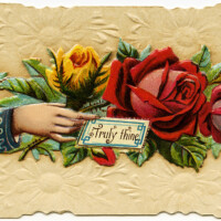 Free vintage clip art Victorian calling card hand roses