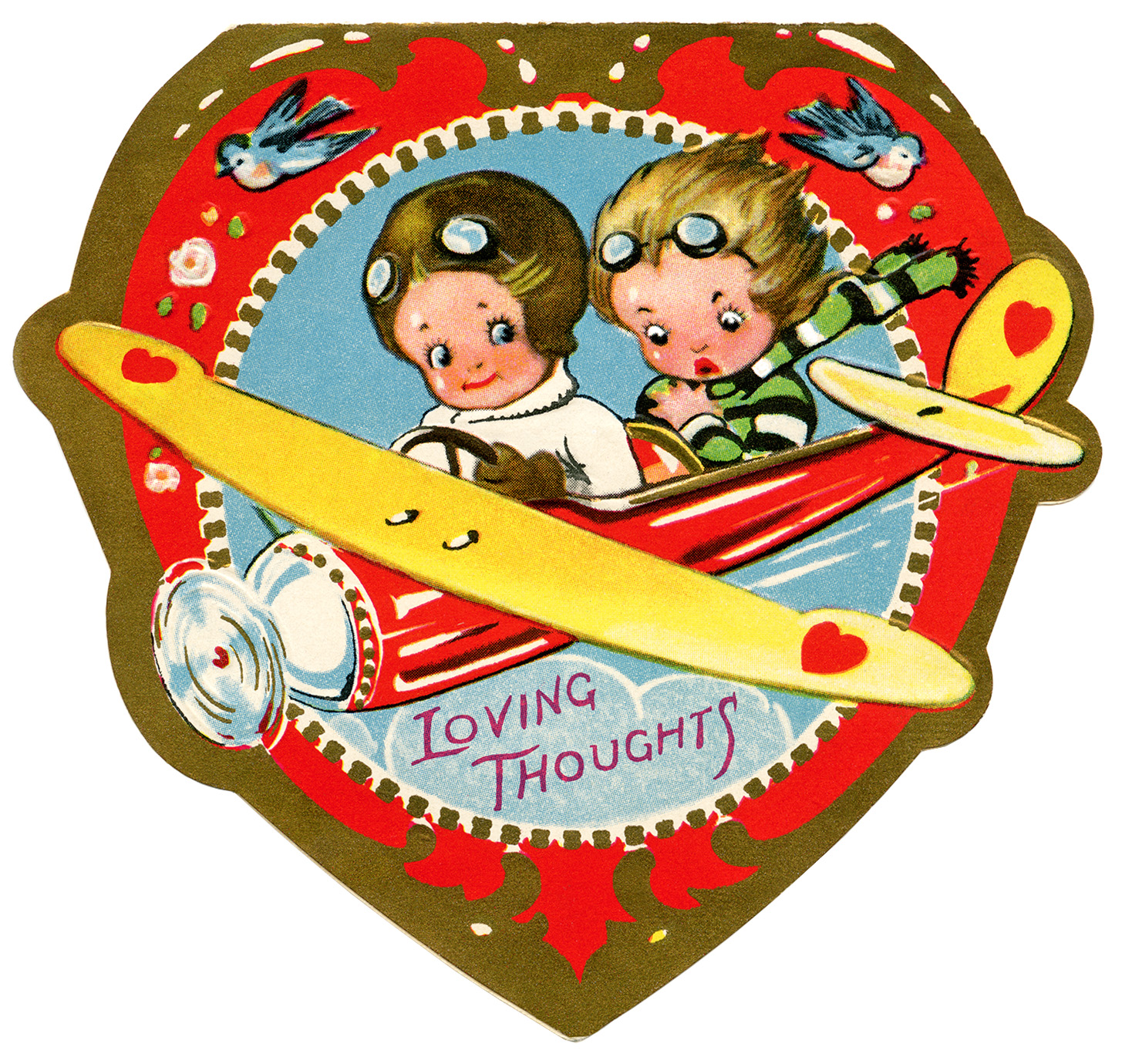 biplane valentine, vintage valentine clip art, airplane valentine card, retro valentine card, printable valentines, old fashioned kids valentine