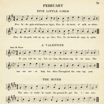 February songs for kindergarten free printable sheet music