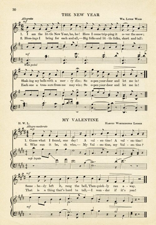 vintage sheet music, valentine song, printable music page, free vintage graphics, new year song