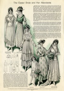 vintage wedding clip art, Edwardian bride illustration, antique bridesmaid dress, vintage flowergirl clipart, bridal fashion graphics 1915