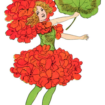 geranium flower child, Elizabeth Gordon, old book page, vintage flower children poem, vintage storybook printable